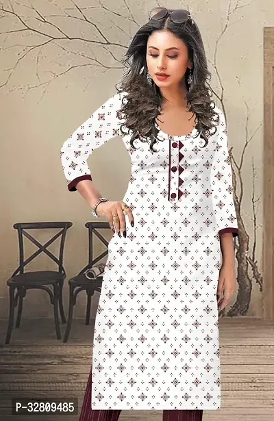 Beautiful White Cotton Blend Self Pattern A-Line Kurta For Women-thumb0