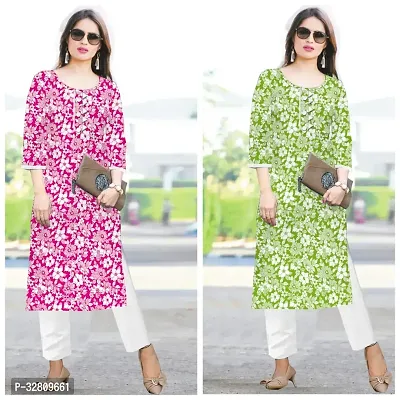 Beautiful Multicoloured Cotton Blend Self Pattern A-Line Kurta Bottom Set For Women Pack Of 2-thumb0