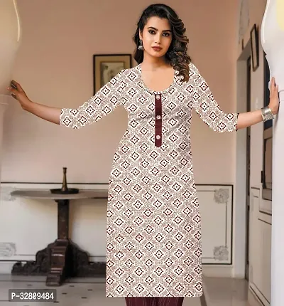 Beautiful White Cotton Blend Self Pattern A-Line Kurta For Women-thumb0