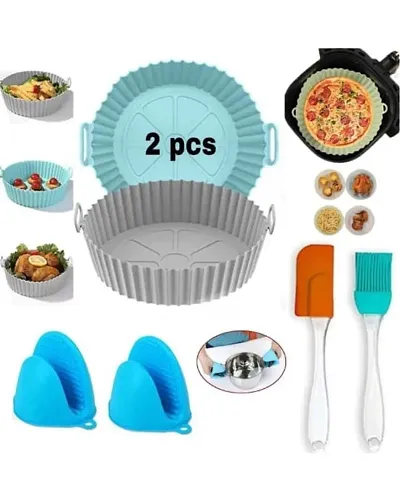 Air fryer silicone baking try pack of 2 with oil brush set