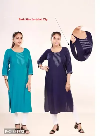 Elegant Self Design Rayon Maternity Kurta For Women- Pack Of 2-thumb0