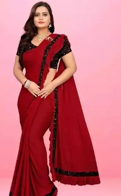 Trending Velvet Saree with Blouse piece 