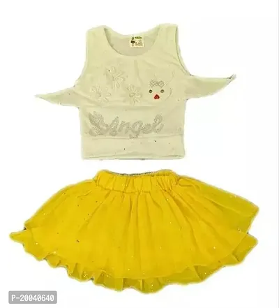 Stylish Fancy Designer Cotton Spandex Clothing Set For Girls-thumb0