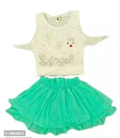 Stylish Fancy Designer Cotton Spandex Clothing Set For Girls-thumb0