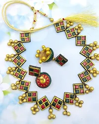 AVAYAGIFTS Terracotta Jewellery Necklace Set For Women (Green  Red and Golden) With Jhumka Earring For Women  Girl-thumb2