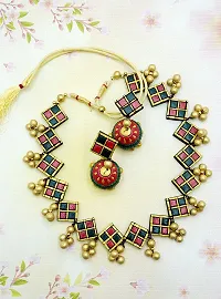 AVAYAGIFTS Terracotta Jewellery Necklace Set For Women (Green  Red and Golden) With Jhumka Earring For Women  Girl-thumb3