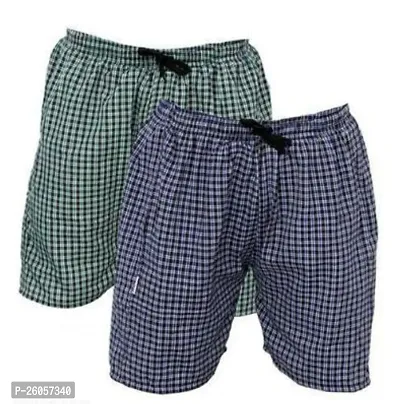 Stylish Multicoloured Cotton Striped Regular Shorts For Men Pack Of 2