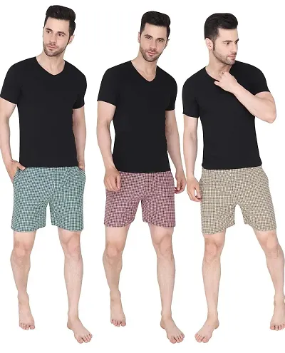 Fashionable Multicoloured Boxer Shorts For Men Pack Of 3