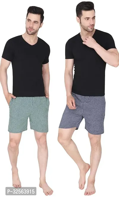 Stylish Cotton Checked Boxers For Men Pack Of 2-thumb0