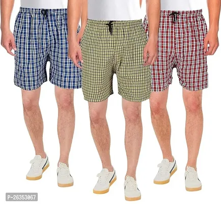 Solid Men Boxer Shorts Cotton Check (pack of 3)