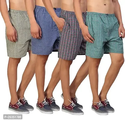 Fancy Men Boxer Shorts Checked Combo (pack of 4)-thumb0