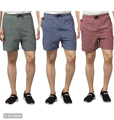 Stylish cotton Men Boxer Shorts checked (pack of 3)