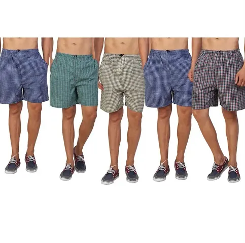 Boxer Men's Sports Cotton Shorts Pack of 5 (Medium, Multicolour)