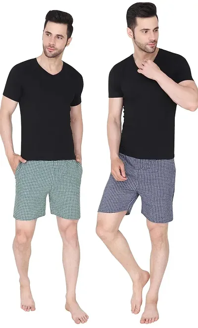Stylish Multicoloured Cotton Boxer Shorts For Men Pack Of 2
