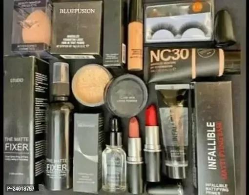 Face Makeup Combo (Fixer | Essential Oil| Loose Powder | Concealer | Lipstick | Eyelashes | Blender Puff | Inflable Primer| Foundation | Makeup Combo |