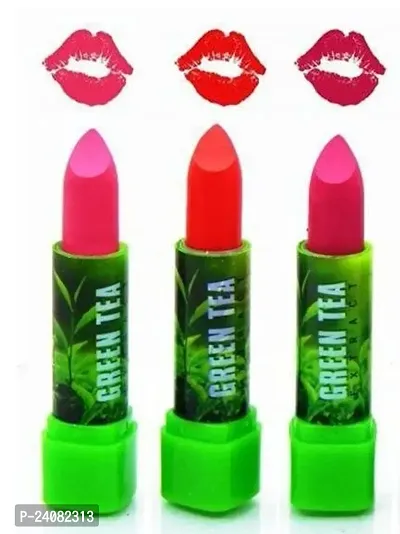 Green Tea Extract Matte Lipstick Set Of 03 (Multicolor)