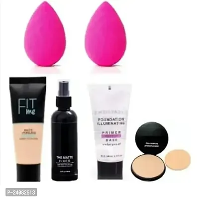 Best Quality Fit Foundation makeup Fixer base Primer Compact Powder 2 Sponge Puff-thumb0