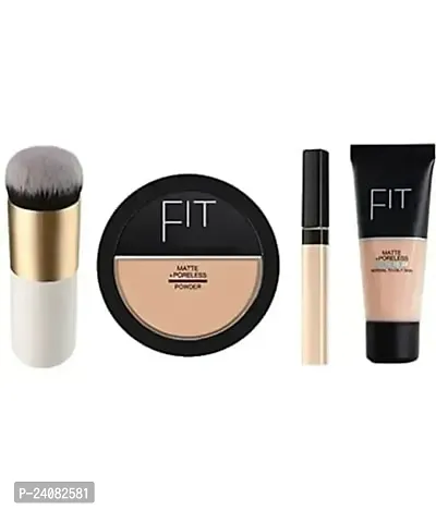 Makeup Beauty Concealer, Foundation, Makeup Brush Pressed Powder Medium Pack of 4-thumb0