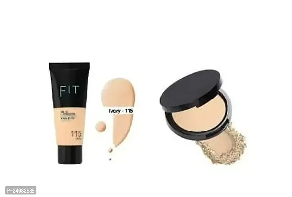 Sheffo Makep Beauty Fit Skin Foundation 30 ml 115 Ivory with Compact Pressed Powder-thumb0