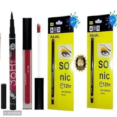Ultimate combo of 36H eyeliner, matte Lipstick and 2 ADS Kajal Set