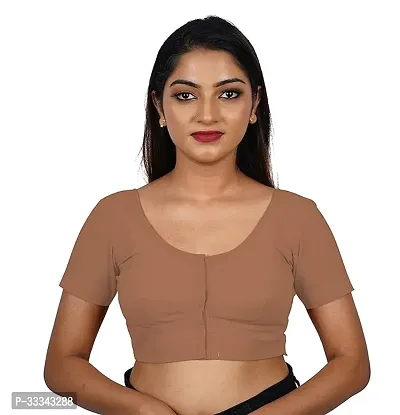 Reliable Brown Cotton Blend Solid Stitched Blouse For Women-thumb0