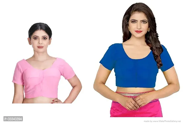 Reliable Multicoloured Cotton Blend Solid Stitched Blouse For Women Pack Of 2