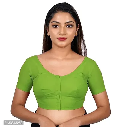 Reliable Green Cotton Blend Solid Stitched Blouse For Women-thumb0