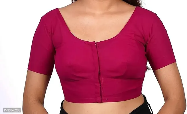 Reliable Pink Cotton Blend Solid Stitched Blouse For Women-thumb0