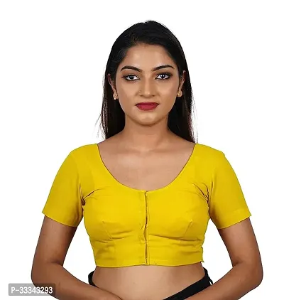 Reliable Yellow Cotton Blend Solid Stitched Blouse For Women-thumb0