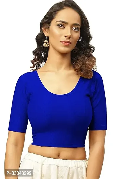 Reliable Blue Cotton Blend Solid Stitched Blouse For Women-thumb0