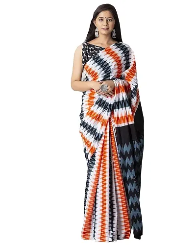 New Trendy Cotton Mulmul Printed Saree with Blouse piece