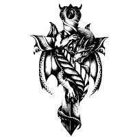 Dragon and Sword Men and Women  Waterproof Temporary Body Tattoo-thumb1