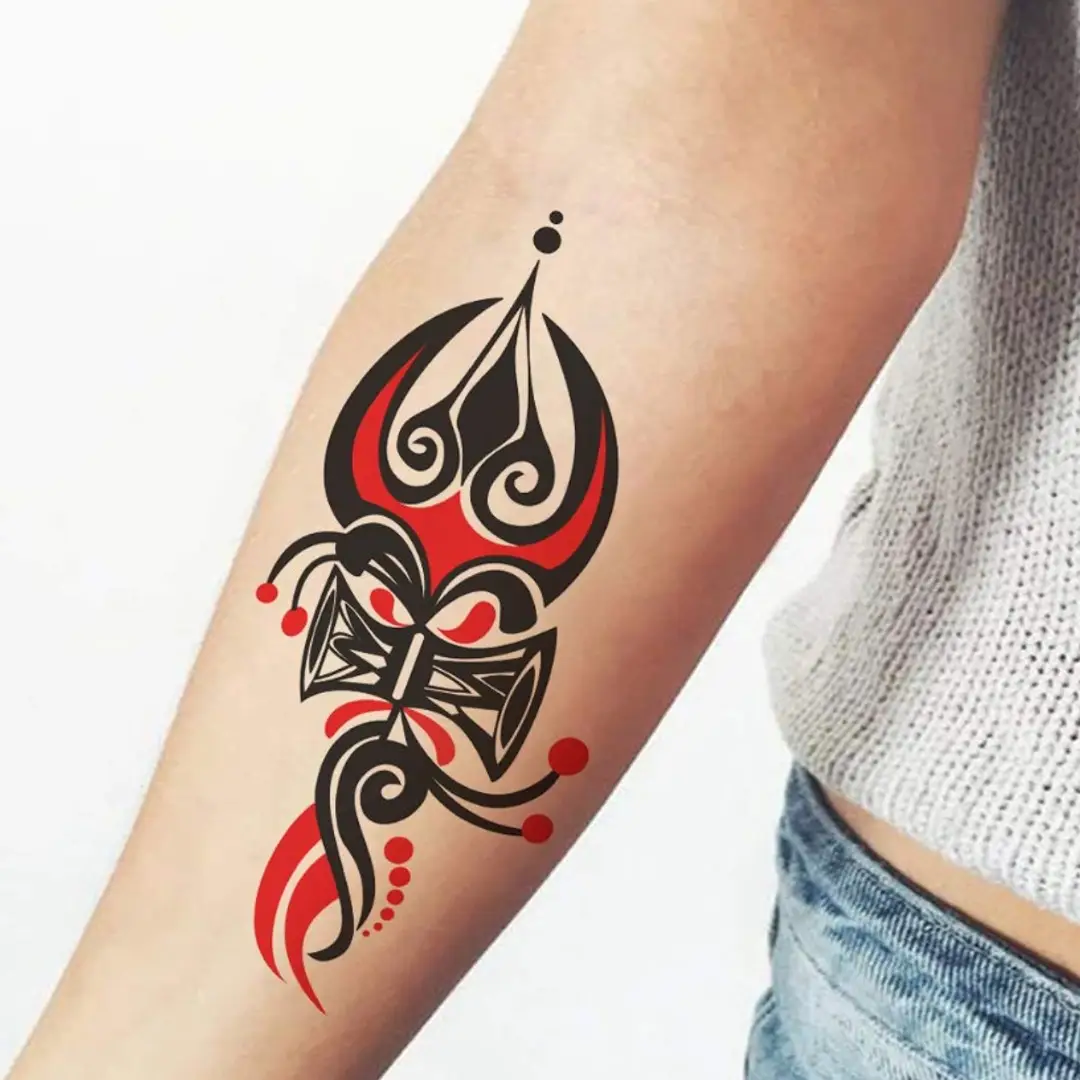 Buy Voorkoms Lord Shiv Tattoo Trishul with Damru For Waterproof Male and  Female Temporary Body Tattoo Online at Best Prices in India - JioMart.