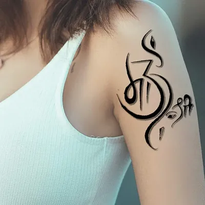 Ordershock Maa Om with Ganesh Tattoo Waterproof Men and Women Temporary Body Tattoo