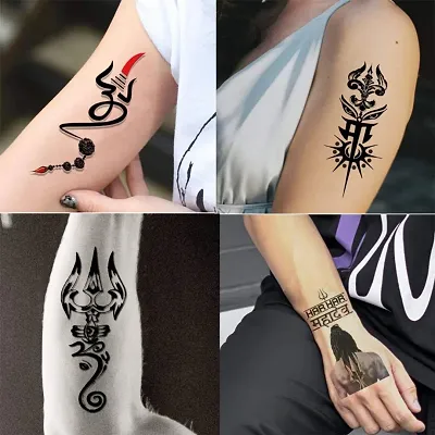 Mahadev Trishul Design Combo Pack of 4 Tattoo Waterproof Men and Women  Temporary Body Tattoo : Amazon.in: Beauty