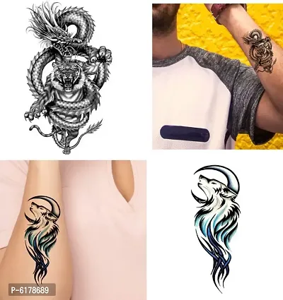 Wolf , Snake VS Fox Most Real Stick Tattoos Combo and Best Populer design Tattoo Combo Waterproof Men and Women  Temporary body Body Tattoo-thumb0