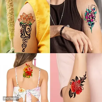 Flower , Rose, Lotus, Maa Most Real Stick Tattoos Combo and Best Populer design Tattoo Combo Waterproof Men and Women  Temporary body Body Tattoo