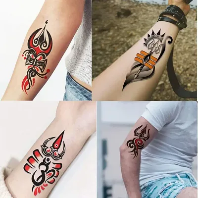 ORDERSHOCK Trishul With Mahadev Tattoo Temporary Tattoo Stickers For Male  And Female Fake Tattoo Sticker Tattoo body Art : Amazon.in: Beauty