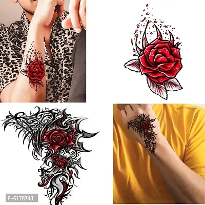 Rose With Trible Most Real Stick Tattoos Combo and Best Populer design Tattoo Combo Waterproof Men and Women  Temporary body Body Tattoo-thumb0