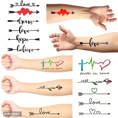 Heart Beat and Heart Lines Tattoos Combo and Best Populer design Tattoo Combo Waterproof Men and Women  Temporary body Body Tattoo-thumb0