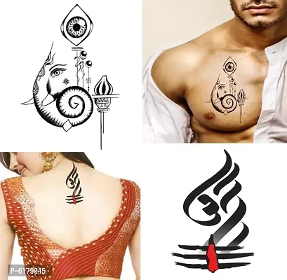 Ganesh ji With Om Tattoos Combo and Best Populer design Tattoo Combo Waterproof Men and Women  Temporary body Body Tattoo-thumb0