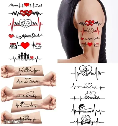 Mom Dad And Heart Lines Tattoos Combo and Best Populer design Tattoo Combo Waterproof Men and Women  Temporary body Body Tattoo-thumb0