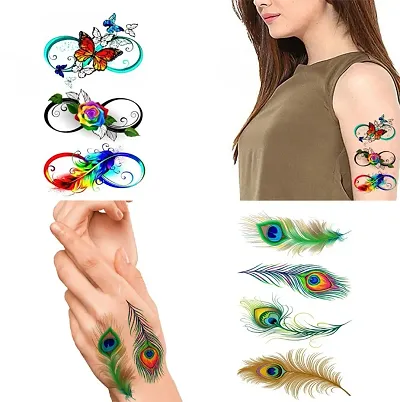 Infinite And Peacock Father Tattoos Combo and Best Populer design Tattoo Combo Waterproof Men and Women  Temporary body Body Tattoo-thumb0