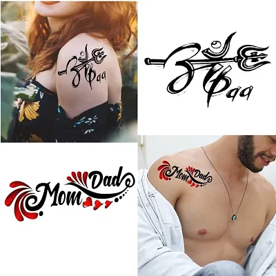 VOORKOMS Maa Paa Tattoo With flute And Peacock Feather Temporary waterproof  tattoos For Men & Women : Amazon.in: Beauty