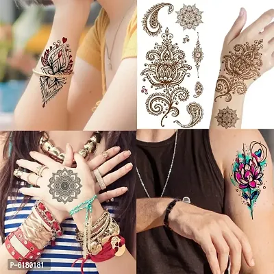 Mehendi New Design And Lotus And TribleMost Real Stick Tattoos Combo and Best Populer design Tattoo Combo Waterproof Men and Women  Temporary body Body Tattoo