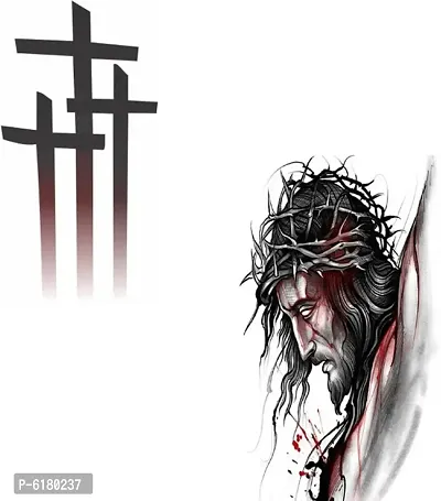 Famous Jesus in Cross and Jesus Cross Waterproof Men and Women  Temporary body Body Tattoo-thumb0