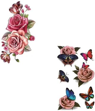 Famous Rose And Butter Fly Tattoo Waterproof Men and Women  Temporary body Body Tattoo-thumb0