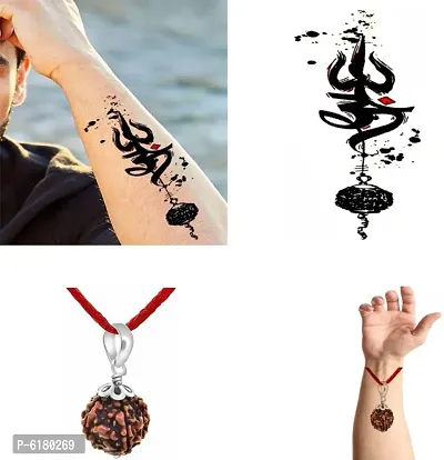 Famous Om With Rudraksha Tattoo Combo Waterproof Men and Women  Temporary body Body Tattoo