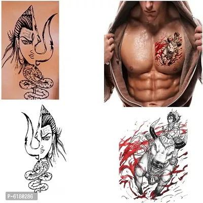 Famous Shiv Ji Angry And MahaKaal Tattoo Combo Waterproof Men and Women  Temporary body Body Tattoo-thumb0