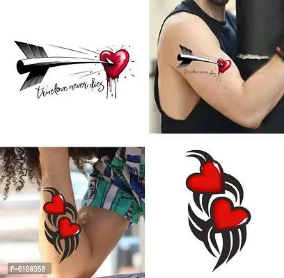 Famous Trible Heart and Heart with Arrow Tattoo Combo Waterproof Men and Women  Temporary body Body Tattoo